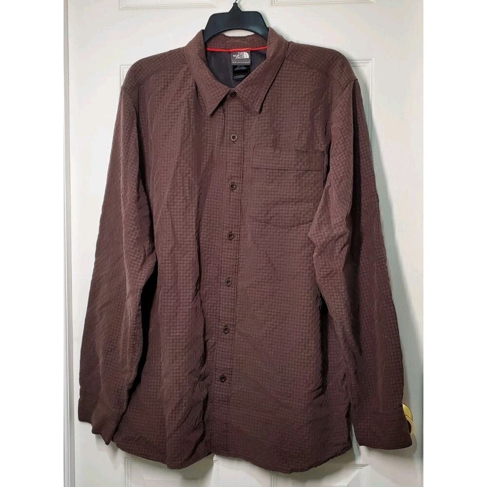 The North Face Shirt Mens XL Brown Button Up Short Sleeve Textured Outdoor